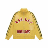 Vale Forever Valley Dreams Chenille Patch Lettering Vintage Wash Track Jacket yellow