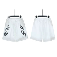 Hellstar Washed Antique Pattern Graphic Casual Shorts