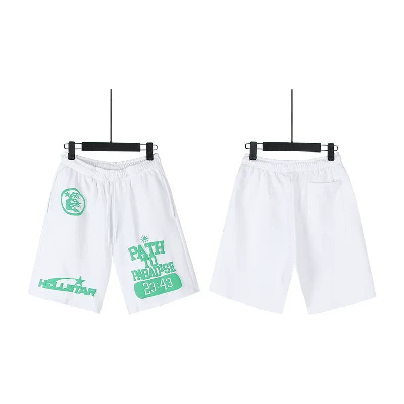 Hellstar Washed Ink Vintage Pattern Casual Printed Shorts
